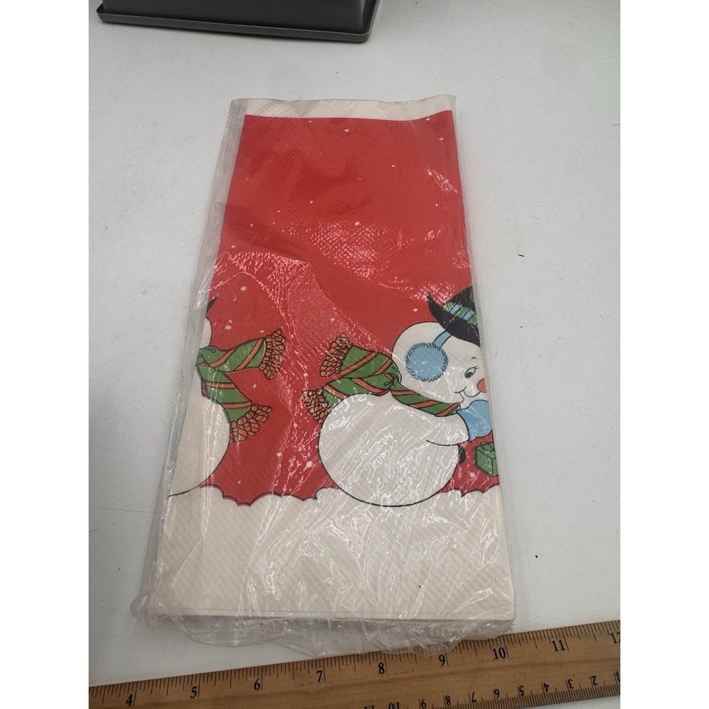 Vintage American Greetings Snowman Christmas Table Cover 54x96 USA NOS Holiday
